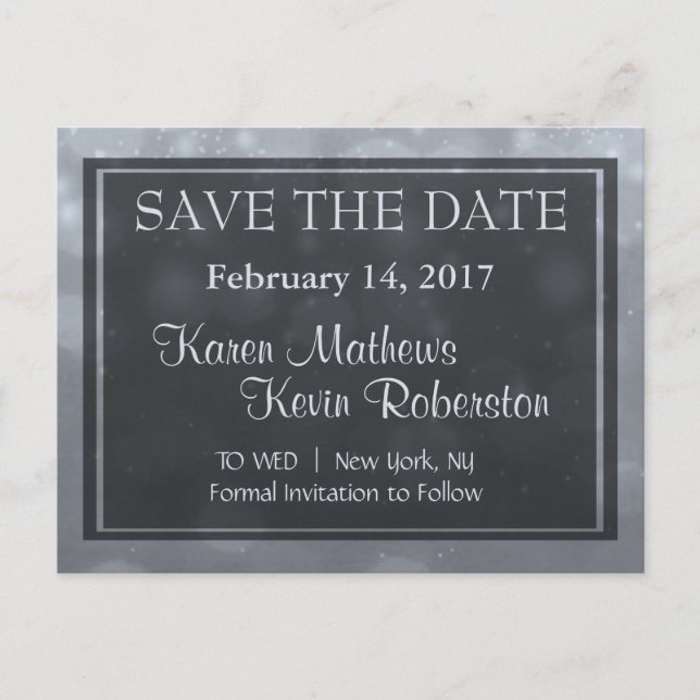 Carte Postale Faire-part Lumières Bokeh Argentées (Devant)