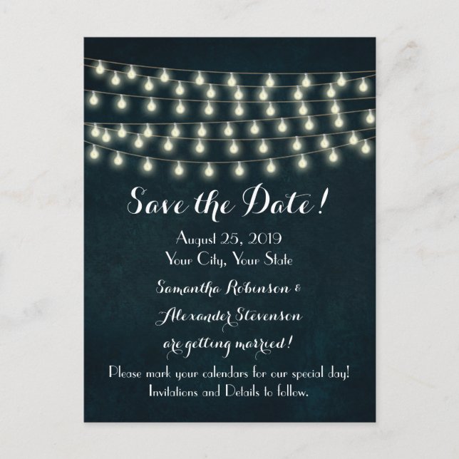 Carte Postale Faire-part Lumières de Chaîne Rustiques Anciennes Mariage Ble (Devant)