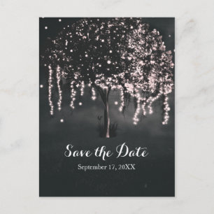 Carte Postale Faire-part Lumières de l'Arbre Moussu de Nuit Rustique Sauveg