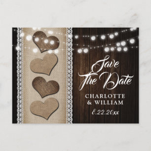 Carte Postale Faire-part Lumières de mariage en corde de toile de jute de b