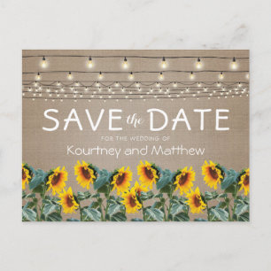 Carte Postale Faire-part Lumières de Tournesols de Jardin Rustique pour Sau