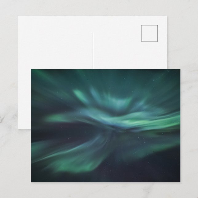 Carte Postale Faire-part Lumières du Nord Norvège (Devant / Derrière)