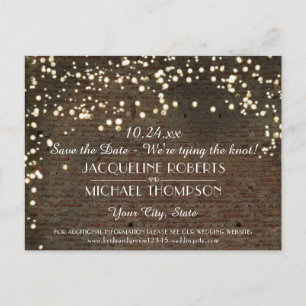 Carte Postale Faire-part Lumières urbaines de ficelle de brique d'entrepôt