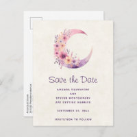 Lune rose Croissant avec Jolie Fleurs Mariage