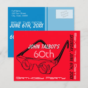 Carte Postale Faire-part Lunettes 3D 60e Anniversaire Save the Date