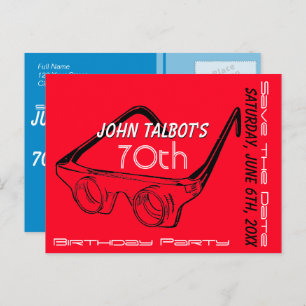 Carte Postale Faire-part Lunettes 3D 70e anniversaire Enregistrer la date