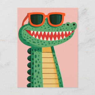 Carte Postale Faire-part Lunettes de soleil de crocodile drôle Mignon anima