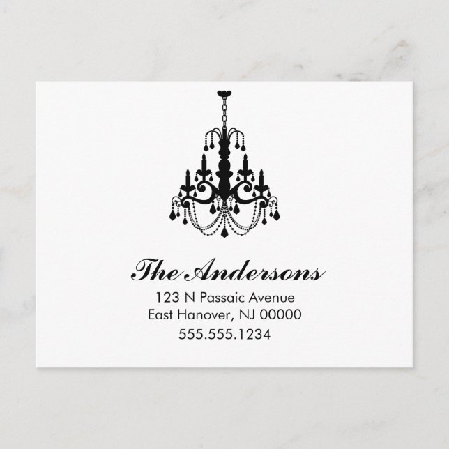 Carte Postale Faire-part Lustre noir et blanc Annonces de déménagement (Devant)