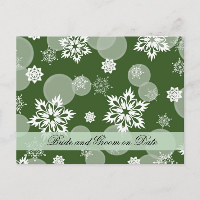Carte Postale Faire-part Luxe Snowflakes Winter Green Save date card (Devant)