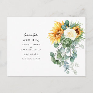 Carte Postale Faire-part Magnifique Événement de Mariage Tournesol Eucalypt
