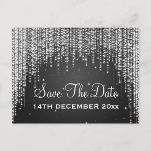 Carte Postale Faire-part Magnifique Save The Date Night Dazzle Black