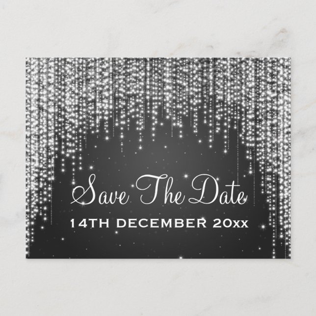 Carte Postale Faire-part Magnifique Save The Date Night Dazzle Black (Devant)