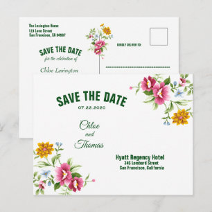 Carte Postale Faire-part Magnifiques fleurs de printemps Mariage Enregistre