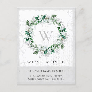 Carte Postale Faire-part Magnolia Aquarelle Florale Wreath Monogramme Moteu