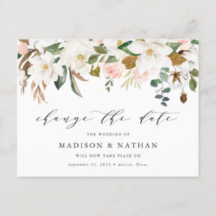 Carte Postale Faire-part Magnolia Report de date de mariage ajournée