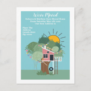 Carte Postale Faire-part Maison dans les Arbres et Soleil Nous Avons Changé