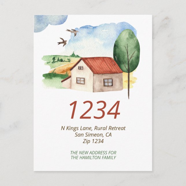 Carte Postale Faire-part Maison de campagne Nous avons déménagé (Devant)