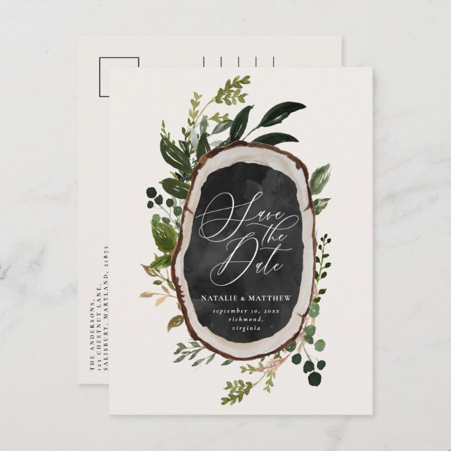 Carte Postale Faire-part Maison de ferme rustique mariage automne élégant (Devant / Derrière)