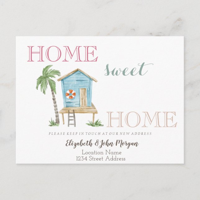 Carte Postale Faire-part Maison Douce Maison,Maison de plage (Devant)