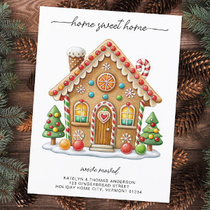 Carte Postale Faire-part Maison en pain d'épices Nouvelle adresse Fêtes Dép