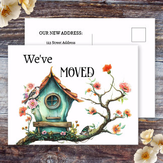 Carte Postale Faire-part Maison pour oiseaux à l'aquarelle Nouvelle adresse