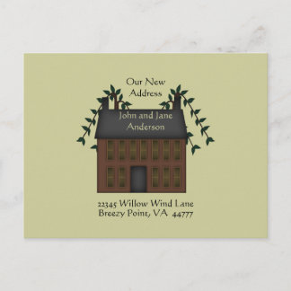 Carte Postale Faire-part Maison Saltbox Marron Nouvelle Adresse