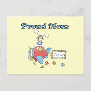 Carte Postale Faire-part Maman fière - Avion C'est un garçon t-shirts et ca