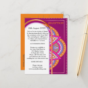 Carte Postale Faire-part Mandalas dans Cerise Pinks & motif de répétition c