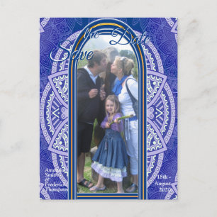 Carte Postale Faire-part Mandalas en bleu mixte hollandais