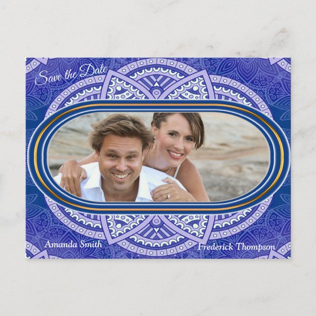 Carte Postale Faire-part Mandalas en bleu néerlandais mixte (Devant)