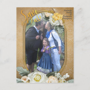 Carte Postale Faire-part Mandalas sur un arrière - plan photo Gold & white