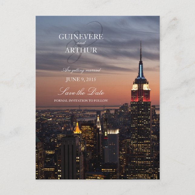Carte Postale Faire-part Manhattan New York Sunset Wedding Enregistrer la d (Devant)