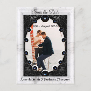 Carte Postale Faire-part Marbre blanc et noir opulent + sphères