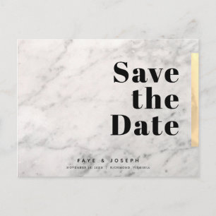 Carte Postale Faire-part Marbre blanc Gold Enregistrer la date