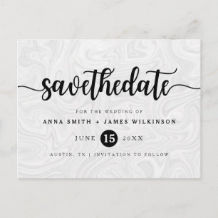 Carte Postale Faire-part Marbre Liquide Gris-Blanc Moderne Enregistrer La D