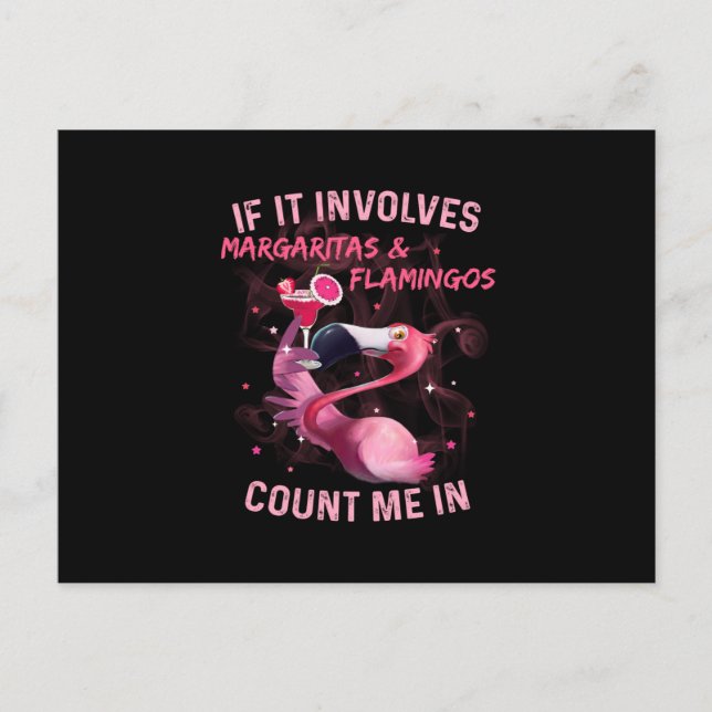 Carte Postale Faire-part Margaritas & Flamants roses (Devant)