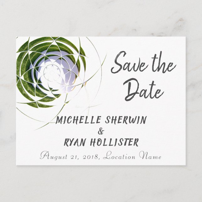 Carte Postale Faire-part Mariage à la date de réservation Feuilles d'olive  (Devant)