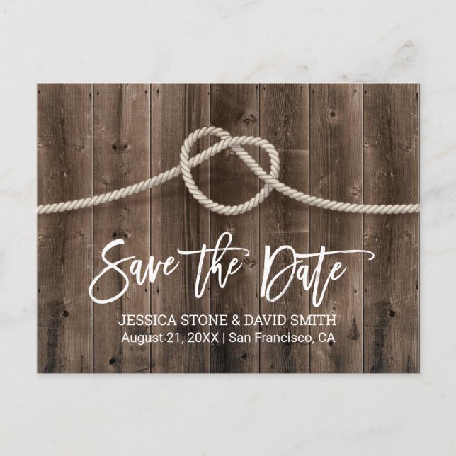 Carte Postale Faire-part Mariage à la Grange Tying the Knot Save the Date (Devant)