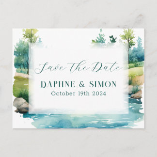 Carte Postale Faire-part Mariage à la Montagne Brumeuse