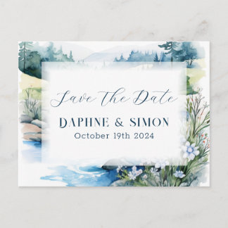 Carte Postale Faire-part Mariage à la Montagne Brumeuse