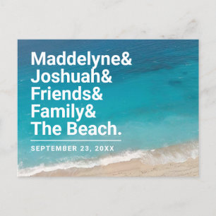 Carte Postale Faire-part Mariage à la plage simple esperluette save the dat