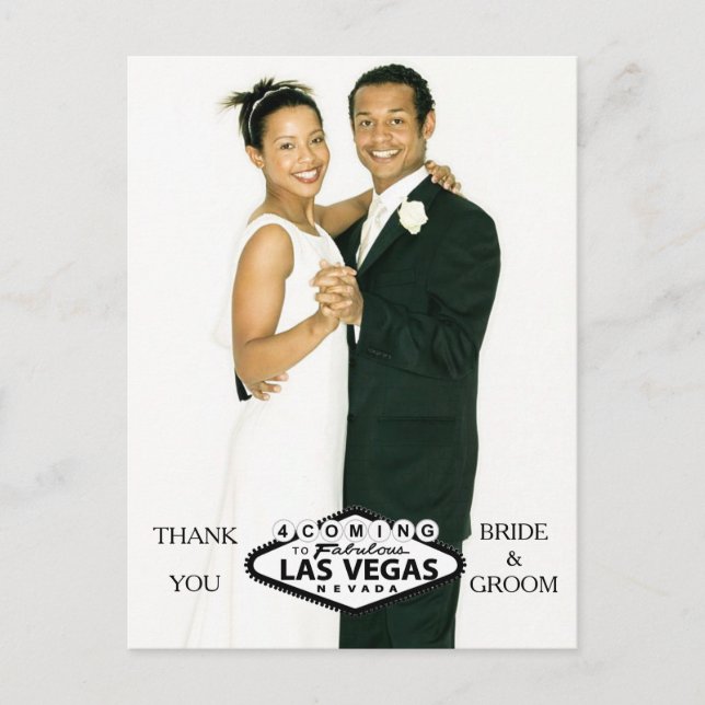 Carte Postale Faire-part Mariage à Las Vegas Remerciement photo personnalis (Devant)