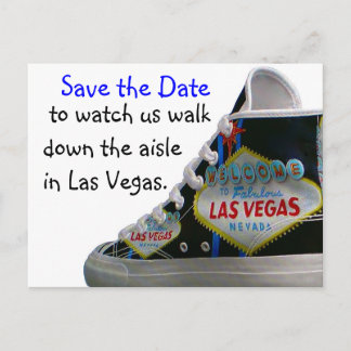 Carte Postale Faire-part Mariage à Las Vegas, Réservez la date : descendez 