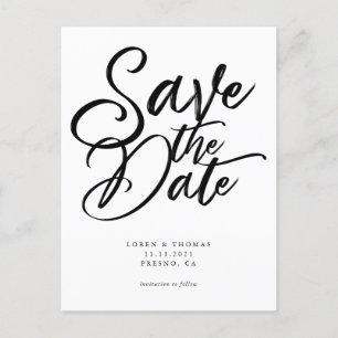 Carte Postale Faire-part Mariage à l'écriture moderne, Enregistrez la date