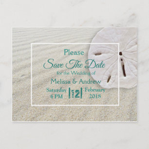 Carte Postale Faire-part Mariage à thème Dollar de Sable de Plage Enregistr