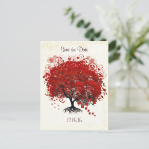 Carte Postale Faire-part Mariage Arbre Rouge Save The Date
