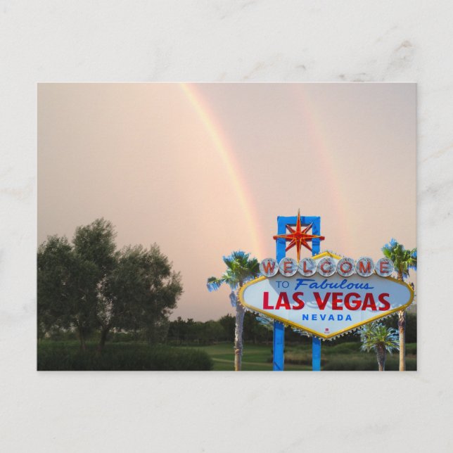 Carte Postale Faire-part Mariage arc-en-ciel Las Vegas (Devant)
