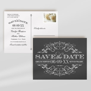 Carte Postale Faire-part Mariage au charbon de bois vintage Faire suivre la