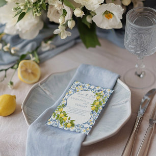 Carte Postale Faire-part Mariage au citron en tuile bleue italienne Enregis
