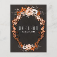 Mariage Automne Orange Floral Enregistrez la Date